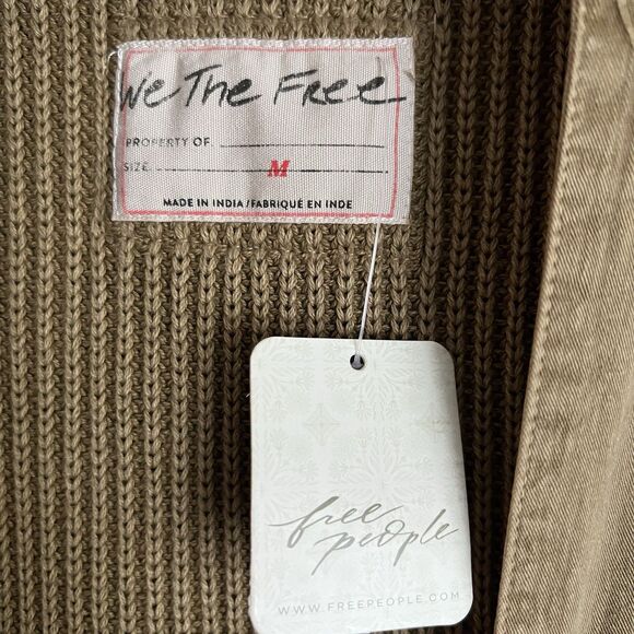 Free People The Free Worn Thru Surplus Cardi Size M Olive - Picture 3 of 5